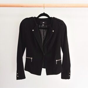 H&M Black Blazer Jacket with Gold Studs Size 6